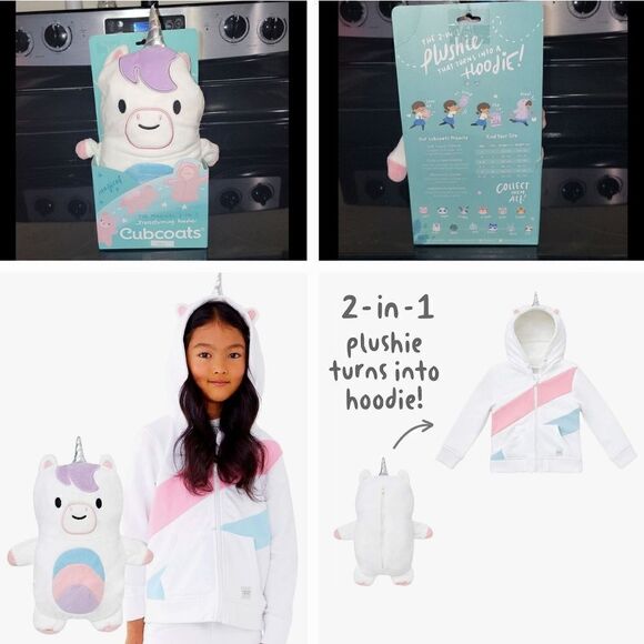 Cubcoats Uki The Unicorn - Transforming 2-in-1 Hoodie & Soft Plushie - Size 3 - Picture 1 of 11